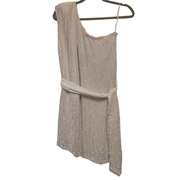 Retrofete Ella‎ Sequin Dress Mini One Shoulder White Bride Bridal NEW - Picture 2 of 9